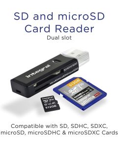 Integral INCRUSB3.0SDMSDV2 USB 3.0 CARD READER DUAL SLOT SD MICRO SD