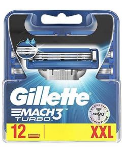 Gillette Mach3 Turbo Razor Blades - 12 Piece Bundle (3 Packs of 4)