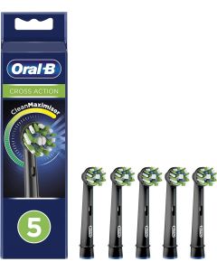 Oral-B CrossAction Toothbrush Heads, Black with CleanMaximiser - 5 Pack