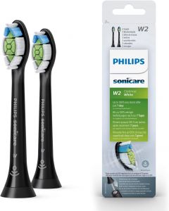 Philips Sonicare Original W2 Optimal White Standard Sonic Toothbrush Heads 2 Pack in Black (Model HX6062/13)