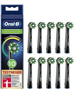 Oral-B CrossAction Toothbrush Heads, Black with CleanMaximiser - 10 Pack