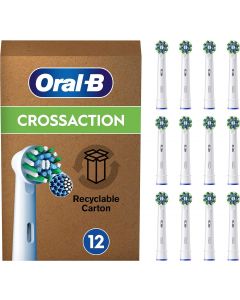 Oral-B Pro Cross Action Electric Toothbrush Head, X-Shape And Angled Bristles for Deeper Plaque Removal, Pack of 12 Toothbrush Heads, White