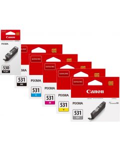 Canon PGI-530 Black &amp; CLI-531 Black Cyan Magenta Yellow Grey Ink Cartridge Bundle Pack