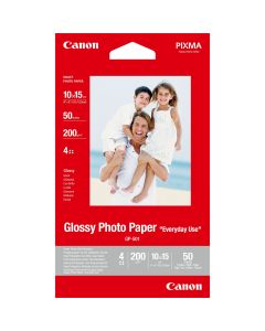 Canon GP-501 Everyday Use Photo Paper, Glossy, 200 g/m2, 10 x 15 cm (4 x 6&quot;), 50 Sheets - 0775B081