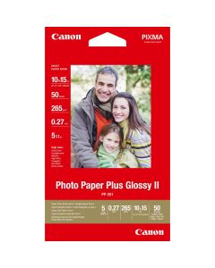 Canon PP-201 Plus II Photo Paper, Glossy, 265 g/m2, 10 x 15 cm (4 x 6&quot;), 50 Sheets - 2311B003