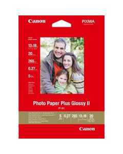 Canon PP-201 Plus II Photo Paper, Glossy, 265 g/m2, 13 x 18 cm (5 x 7&quot;), 20 Sheets - 2311B018