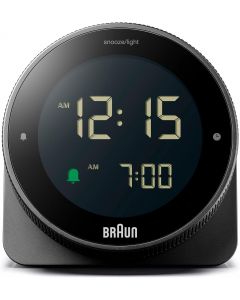 Braun Digital Alarm Clock with Rotating Bezel for Quick Time Setting - Black