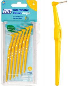 TePe Angle Interdental Brushes Yellow, 0.7mm (Size 4), 6pk