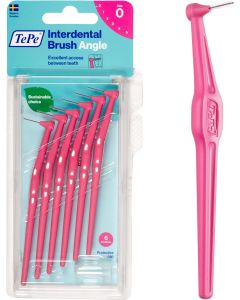 TePe Angle Interdental Brushes Pink, 0.4mm (Size 0), 6pk