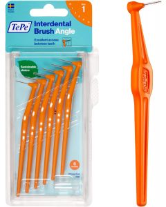 TePe Angle Interdental Brushes Orange, 0.45mm (Size 1), 6pk