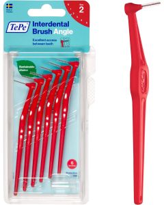TePe Angle Interdental Brushes Red, 0.5mm (Size 2), 6pk