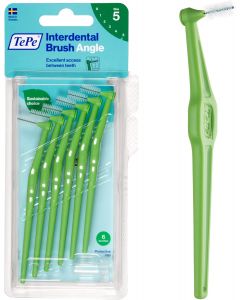 TePe Angle Interdental Brushes Green, 0.8mm (Size 5), 6pk