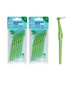 TePe Angle Interdental Brushes Green, 0.8mm (Size 5), 6pk - 2 Pack Bundle (12 brushes)