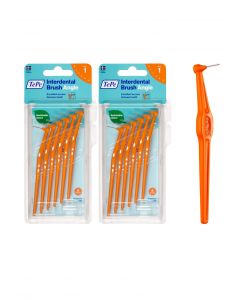 TePe Angle Interdental Brushes Orange, 0.45mm (Size 1), 6pk - 2 Pack Bundle (12 brushes)