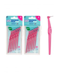 TePe Angle Interdental Brushes Pink, 0.4mm (Size 0), 6pk - 2 Pack Bundle (12 brushes)