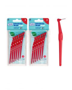 TePe Angle Interdental Brushes Red, 0.5mm (Size 2), 6pk - 2 Pack Bundle (12 brushes)