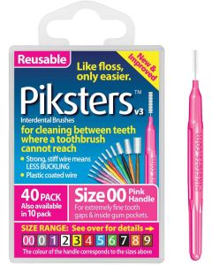 Piksters Interdental Brushes Pink Size 00 - Pack of 40