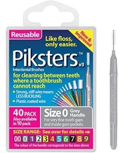 Piksters Interdental Brushes Grey Size 0 - Pack of 40