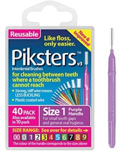 Piksters Interdental Brushes Purple Size 1 - Pack of 40