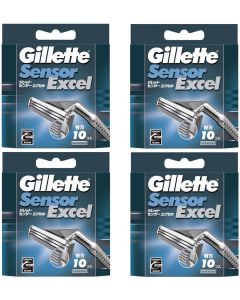Gillette Sensor Excel Razor Blades - 40 Piece Bundle (4 Packs of 10)