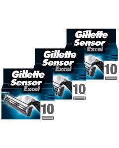 Gillette Sensor Excel Razor Blades - 30 Piece Bundle (3 Packs of 10)