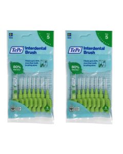 TePe Green Medium 0.80mm 2 Packets of 8 - (16 Brushes) Bundle