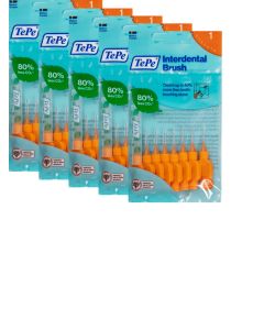TePe Orange G2 Fine 0.45mm 5 Packets of 8 - (40 Brushes) Bundle