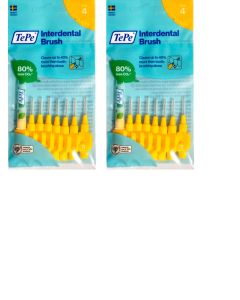 TePe Yellow Fine 0.70mm - 2 Packets of 8 - (16 Brushes) Bundle