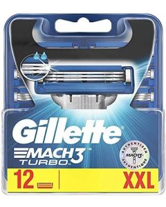 Gillette Mach3 Turbo Razor Blades - 12 Piece Bundle (8 Pack + 4 Pack)