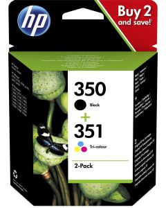 HP 350 Black &amp; 351 Colour Ink Cartridge Combo Pack - SD412EE