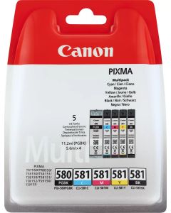 Canon PGI-580 Black &amp; CLI-581 Colour Ink Cartridge Combo Pack - 2078C005