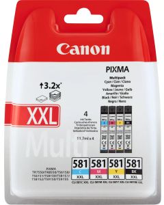 Canon CLI-581XXL Black Cyan Magenta Yellow Ink Cartridge Combo Pack - 1998C005