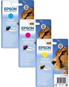 Epson Cheetah Cyan Magenta Yellow Ink Cartridge Bundle Pack