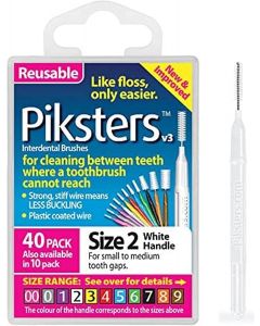 Piksters Interdental Brushes White Size 2 - Pack of 40