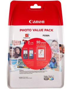 Canon PG-560XL Black &amp; CL-561XL Colour Ink Cartridge Combo Pack - 3712C004