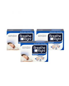 Breathe Right Snoring Congestion Relief Nasal Strips, Large, Original, 30 Strips - 3 Packs