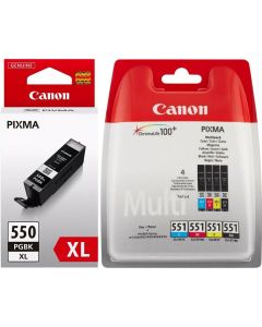 Canon PGI-550XL Black &amp; CLI-551 Black Cyan Magenta Yellow Ink Cartridge Combo Bundle Pack