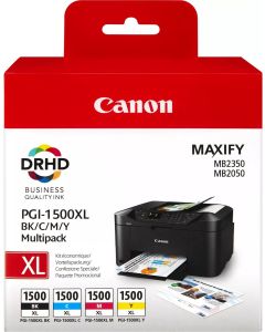 Canon PGI-1500XL Black Cyan Magenta Yellow Ink Cartridge Combo Pack - 9182B004