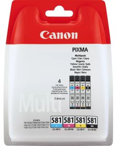 Canon CLI-581 Black Cyan Magenta Yellow Ink Cartridge Combo Pack - 2103C004