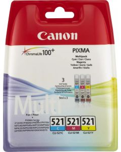 Canon CLI-521 Cyan Magenta Yellow Ink Cartridge Combo Pack - 2934B010