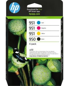 HP 950 Black &amp; 951 Cyan Magenta Yellow Ink Cartridge Combo Pack - 6ZC65AE