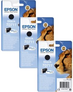 Epson T0711 Cheetah Black Ink Cartridge Triple Pack