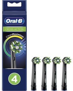 Oral-B CrossAction Toothbrush Heads with CleanMaximiser Black - 4 Pack