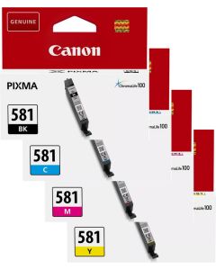 Canon CLI-581 Black Cyan Magenta Yellow Ink Cartridge Bundle Pack