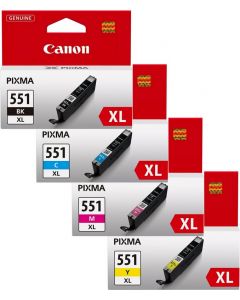 Canon CLI-551XL Black Cyan Magenta Yellow Ink Cartridge Bundle Pack