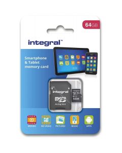 Integral Smartphone and Tablet - Memory Card 64 GB microSDHC/XC 90MB/s Class 10 UHS-I U1