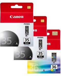 Canon PGI-35 Black Twin &amp; CLI-36 Colour Ink Cartridge Bundle Pack