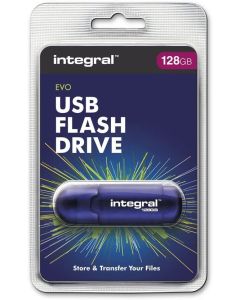 Integral INFD128GBEVOBL Memory Evo 128 GB USB 2.0 Flash Drive, Blue