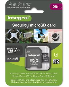 Integral Micro SD Security Card 128GB for Dash-Cams, Home Cams, CCTV, Body Cams and Drones