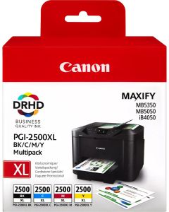 Canon PGI-2500XL Black Cyan Magenta Yellow Ink Cartridge Combo Pack - 9254B004